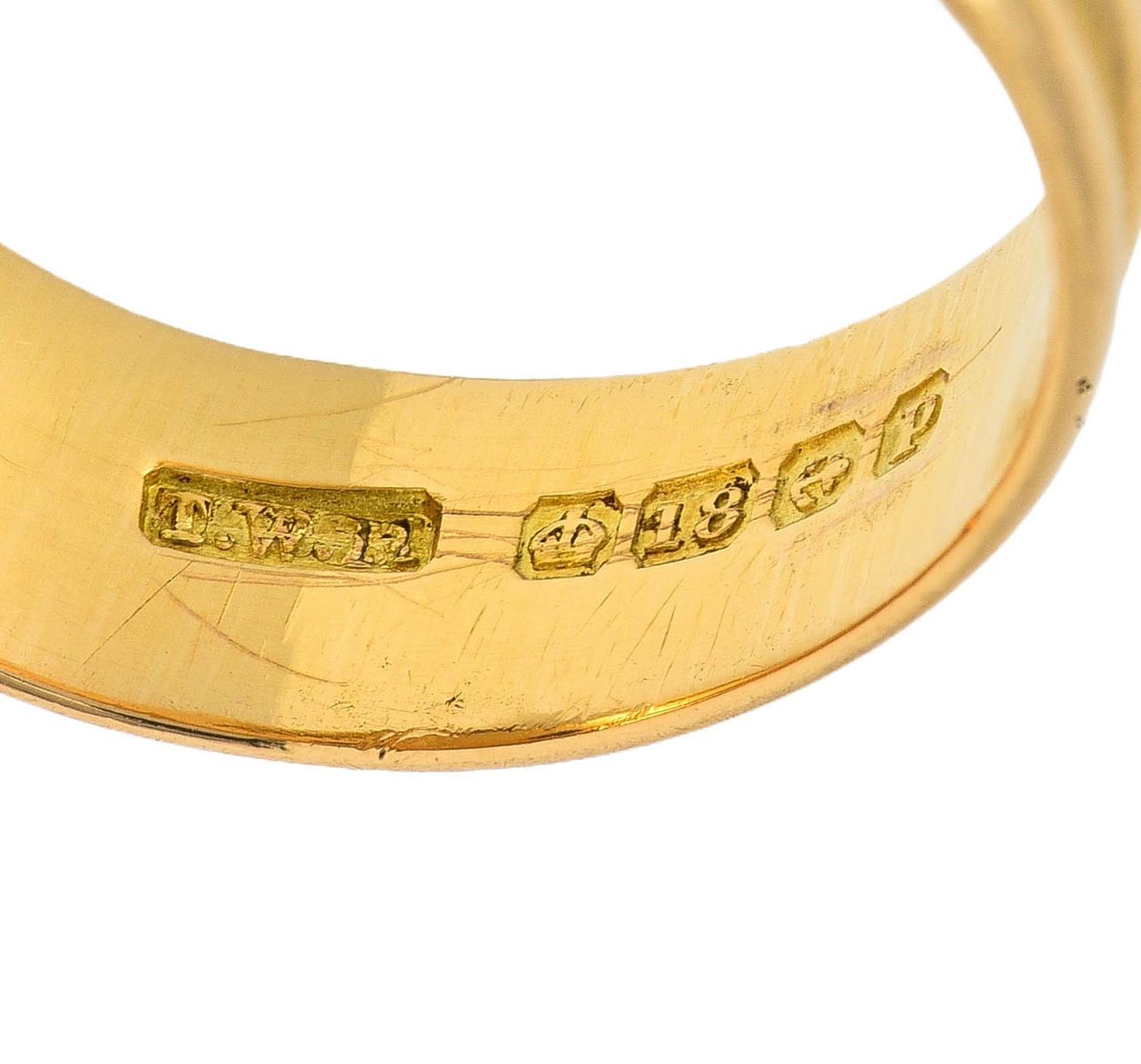 Bague unisexe édouardienne en or jaune 18 carats et platine avec serpent ancien Unisexe en vente