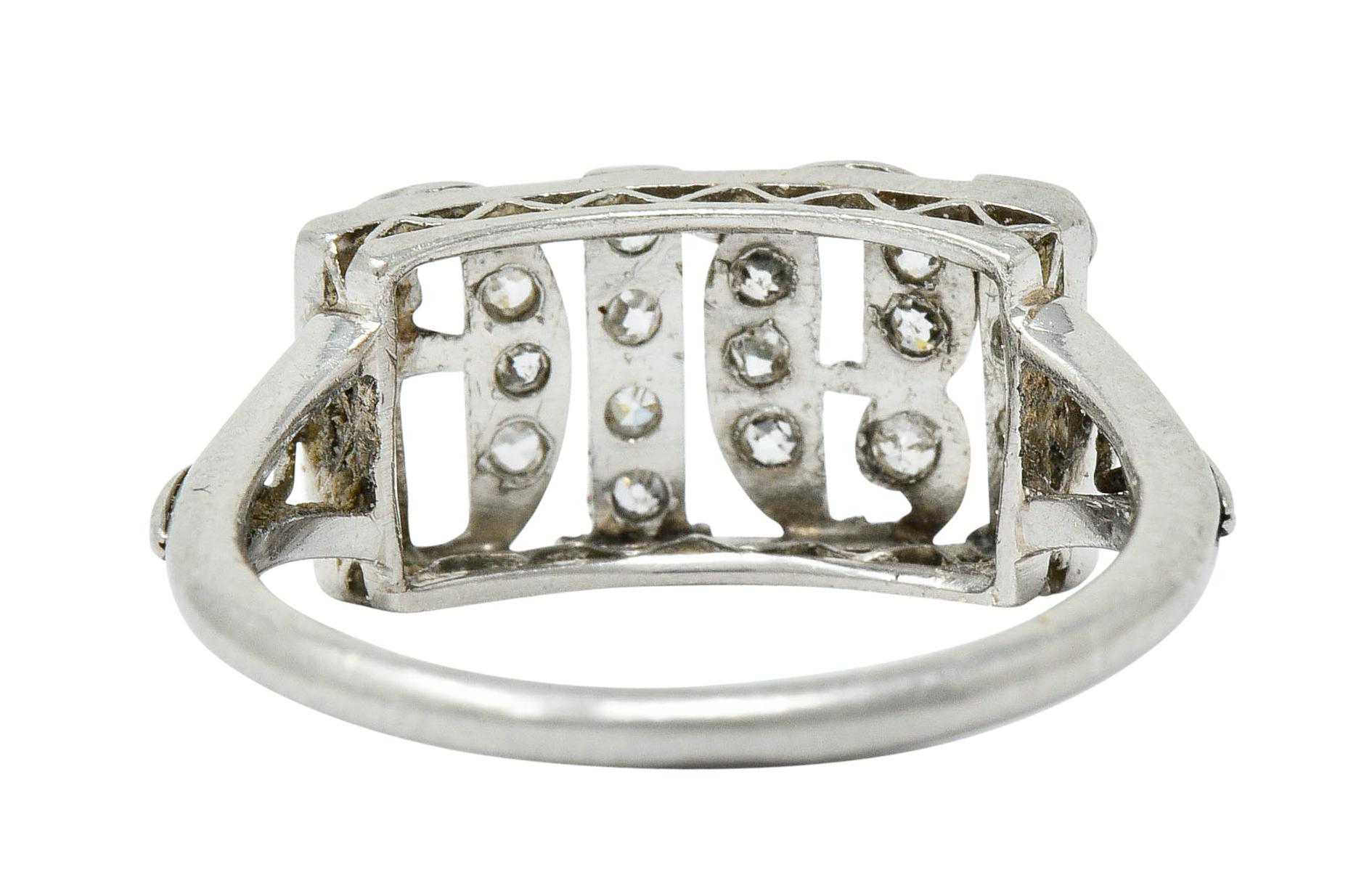 Edwardian Diamond Platinum 1916 Date Ring In Excellent Condition In Philadelphia, PA