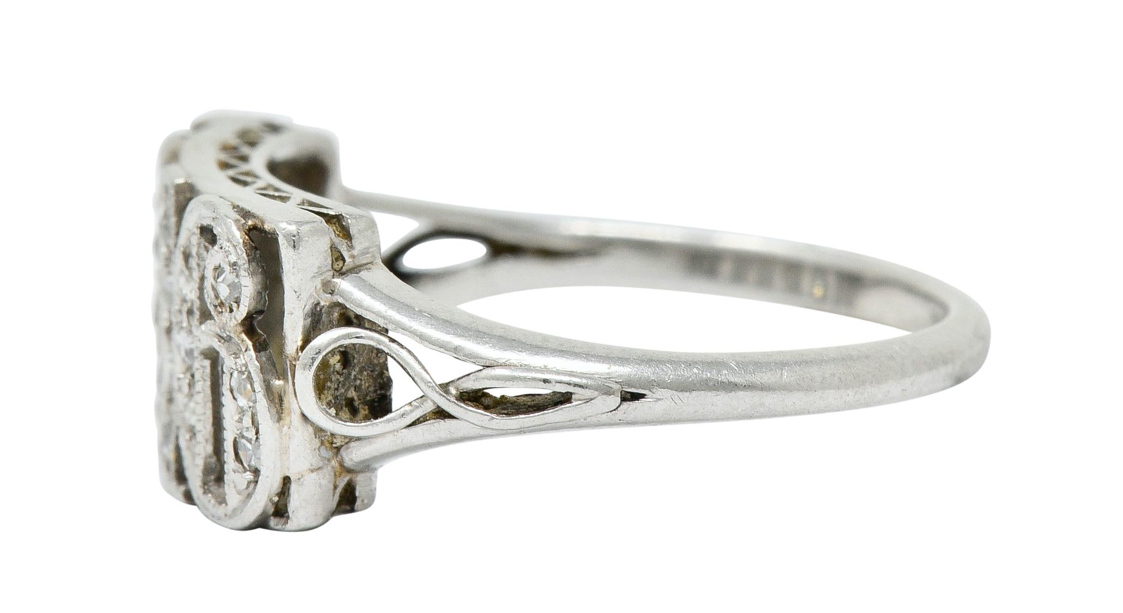 Women's or Men's Edwardian Diamond Platinum 1916 Date Ring