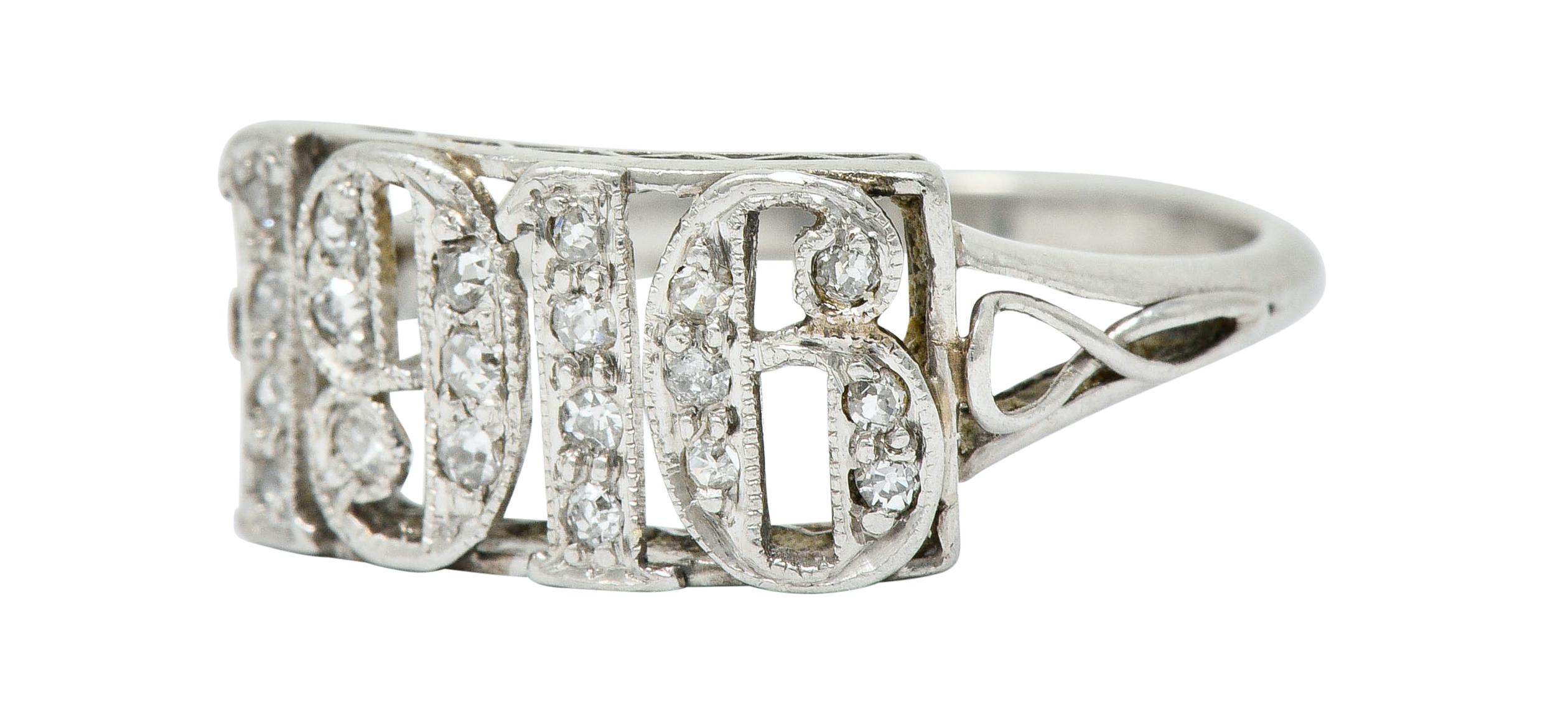 Edwardian Diamond Platinum 1916 Date Ring 1