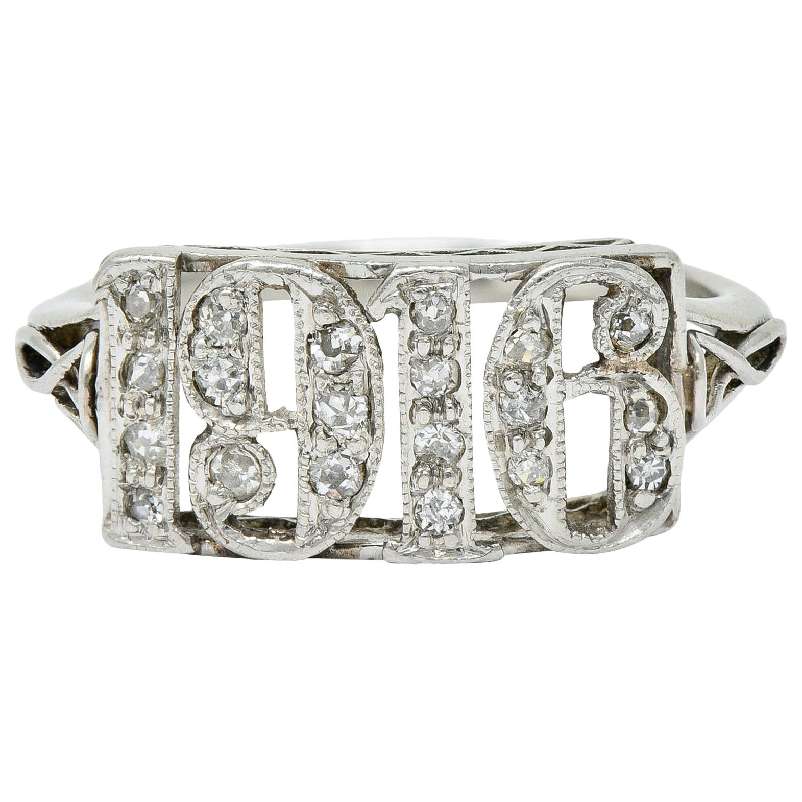 Edwardian Diamond Platinum 1916 Date Ring