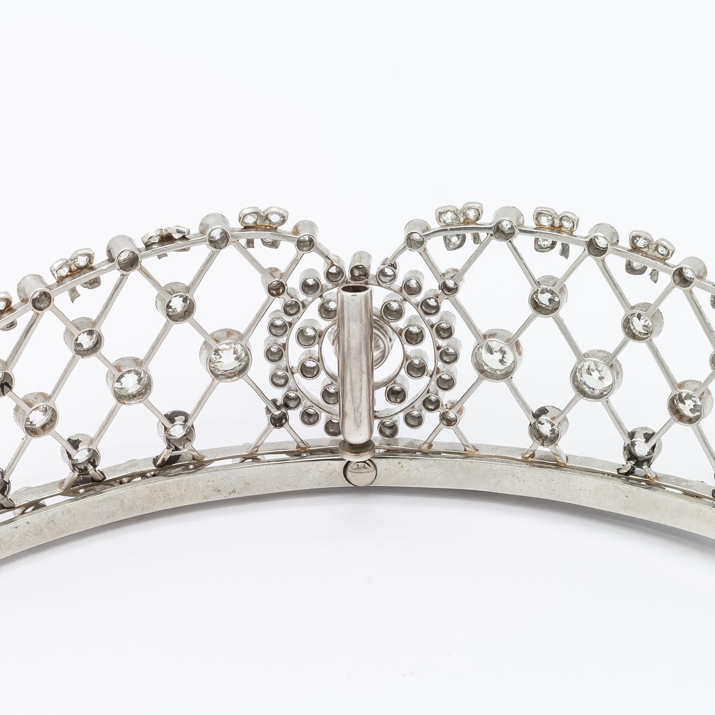 Edwardian Diamond Platinum Lattice Tiara, Circa 1905 In Good Condition In London, GB