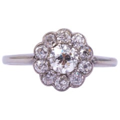 Edwardian Diamond, Platinum and 18 Carat White Gold Cluster Ring Edwardian Diamond, Platinum and 18 Carat White Gold Cluster Ring