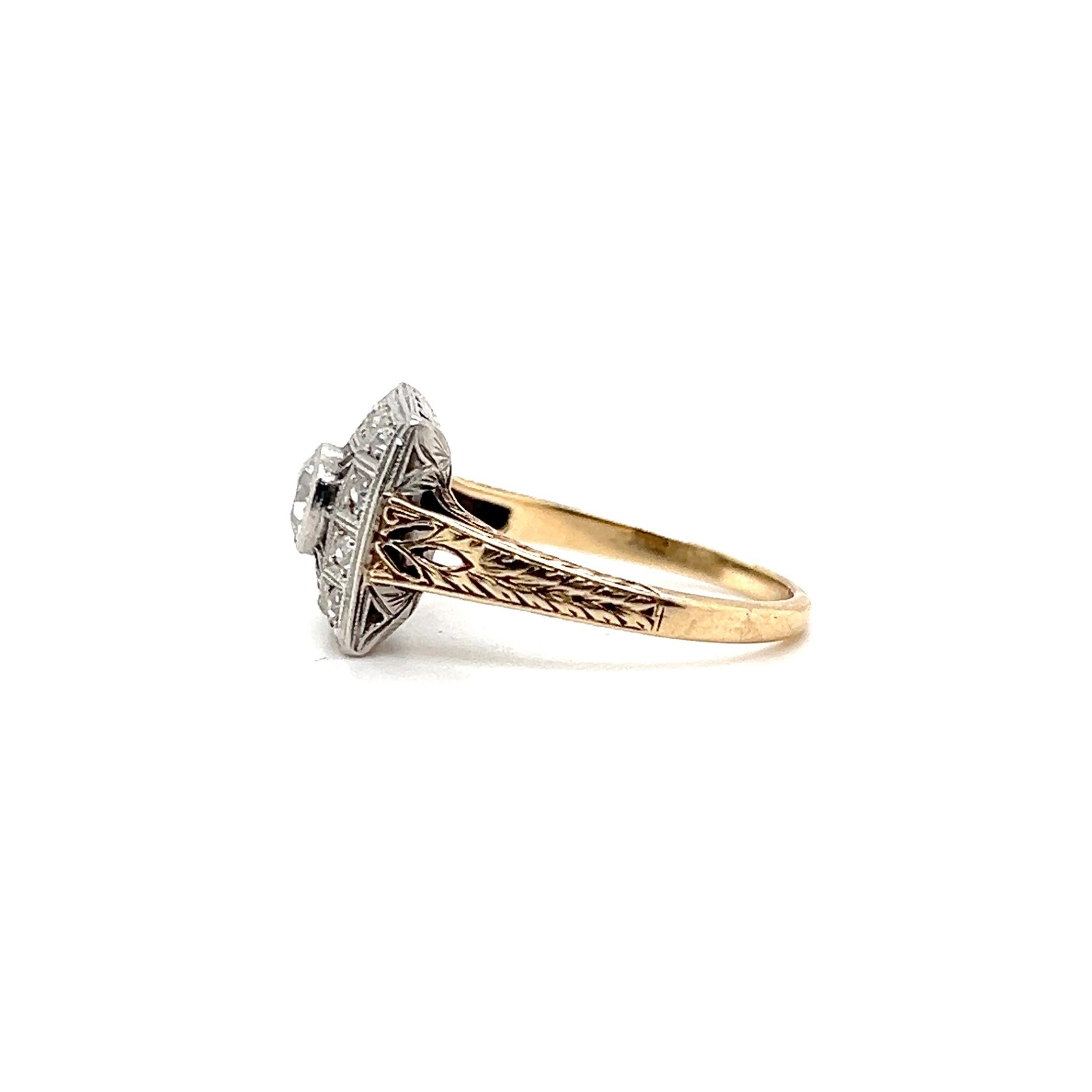 Edwardianischer Diamant-Verlobungsring aus Platin und Gelbgold 5