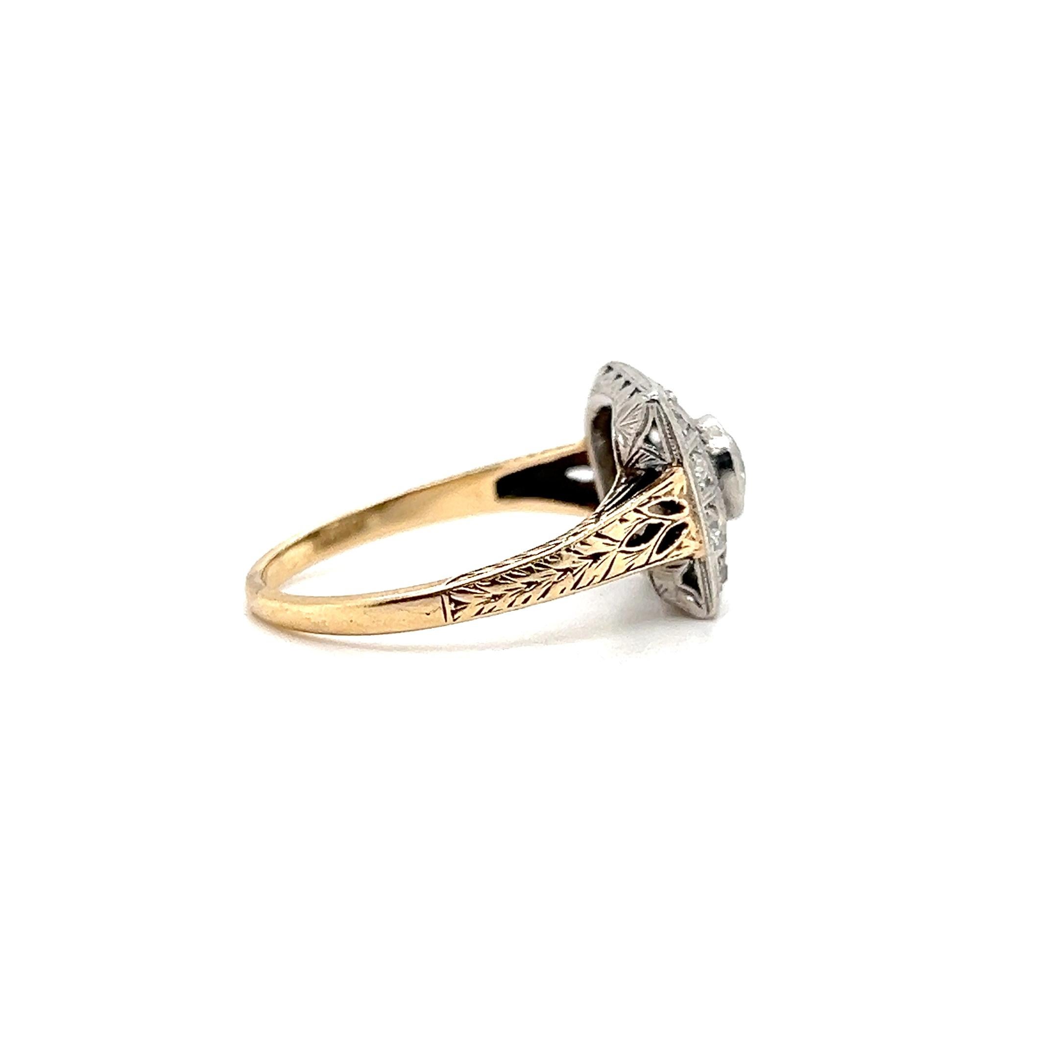 Edwardianischer Diamant-Verlobungsring aus Platin und Gelbgold 6
