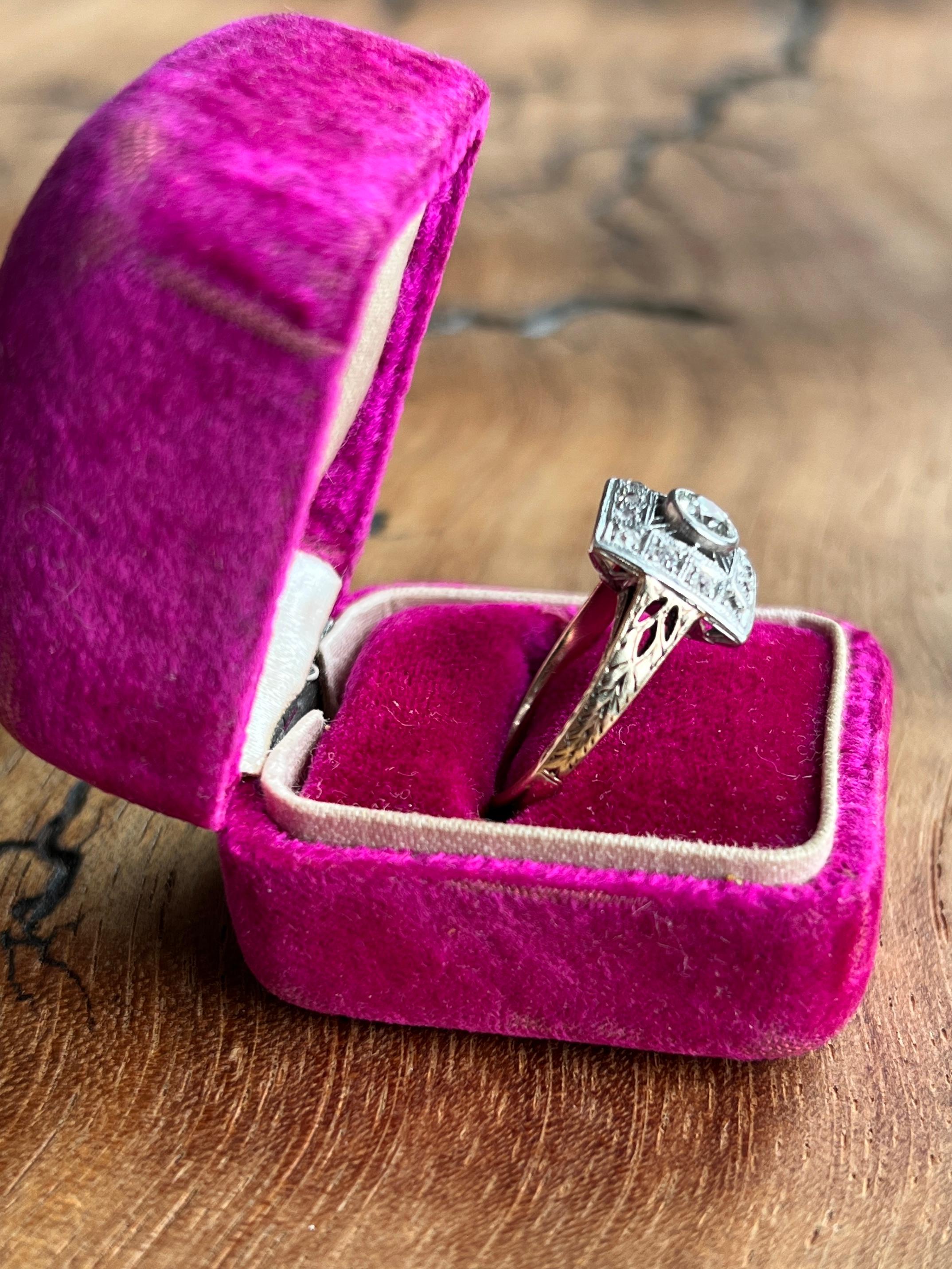 Edwardianischer Diamant-Verlobungsring aus Platin und Gelbgold für Damen oder Herren