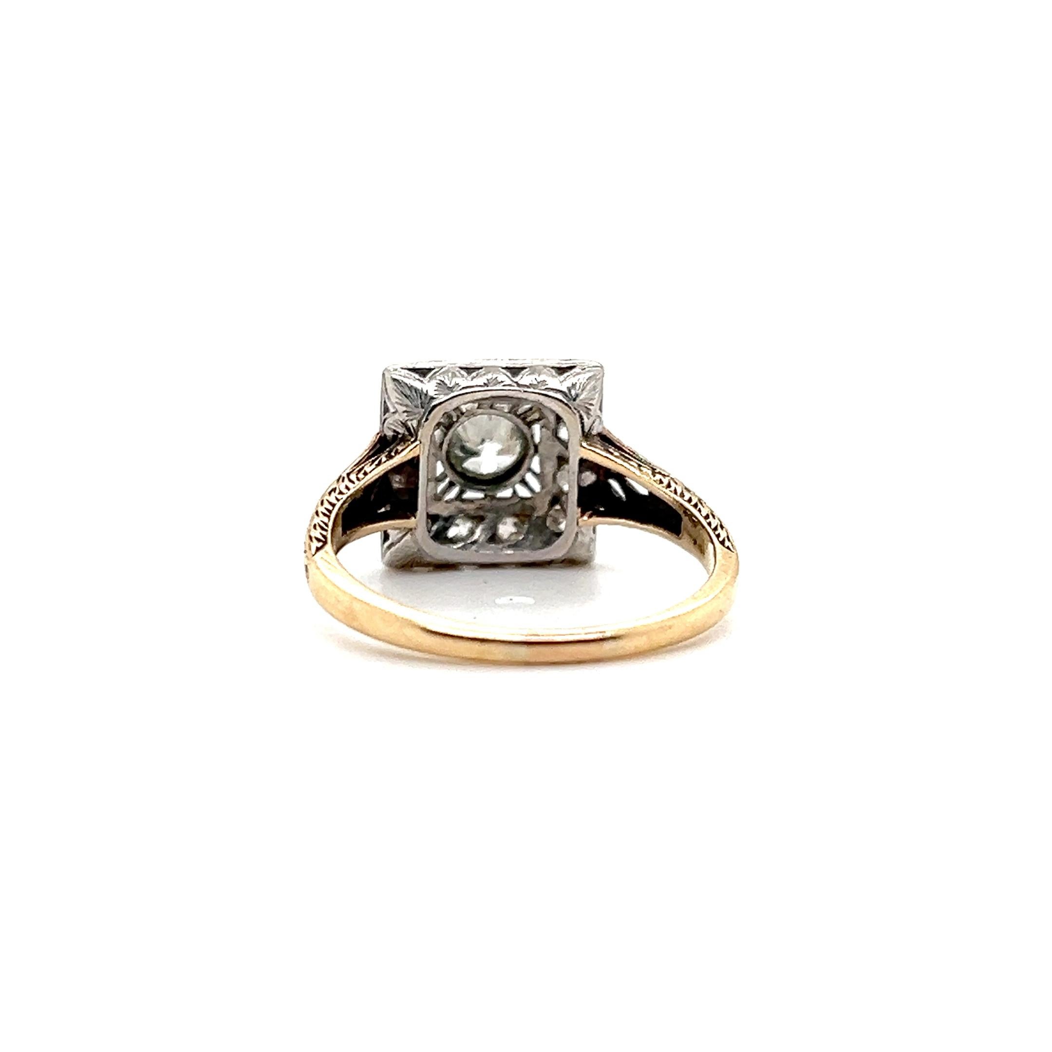 Edwardianischer Diamant-Verlobungsring aus Platin und Gelbgold 3