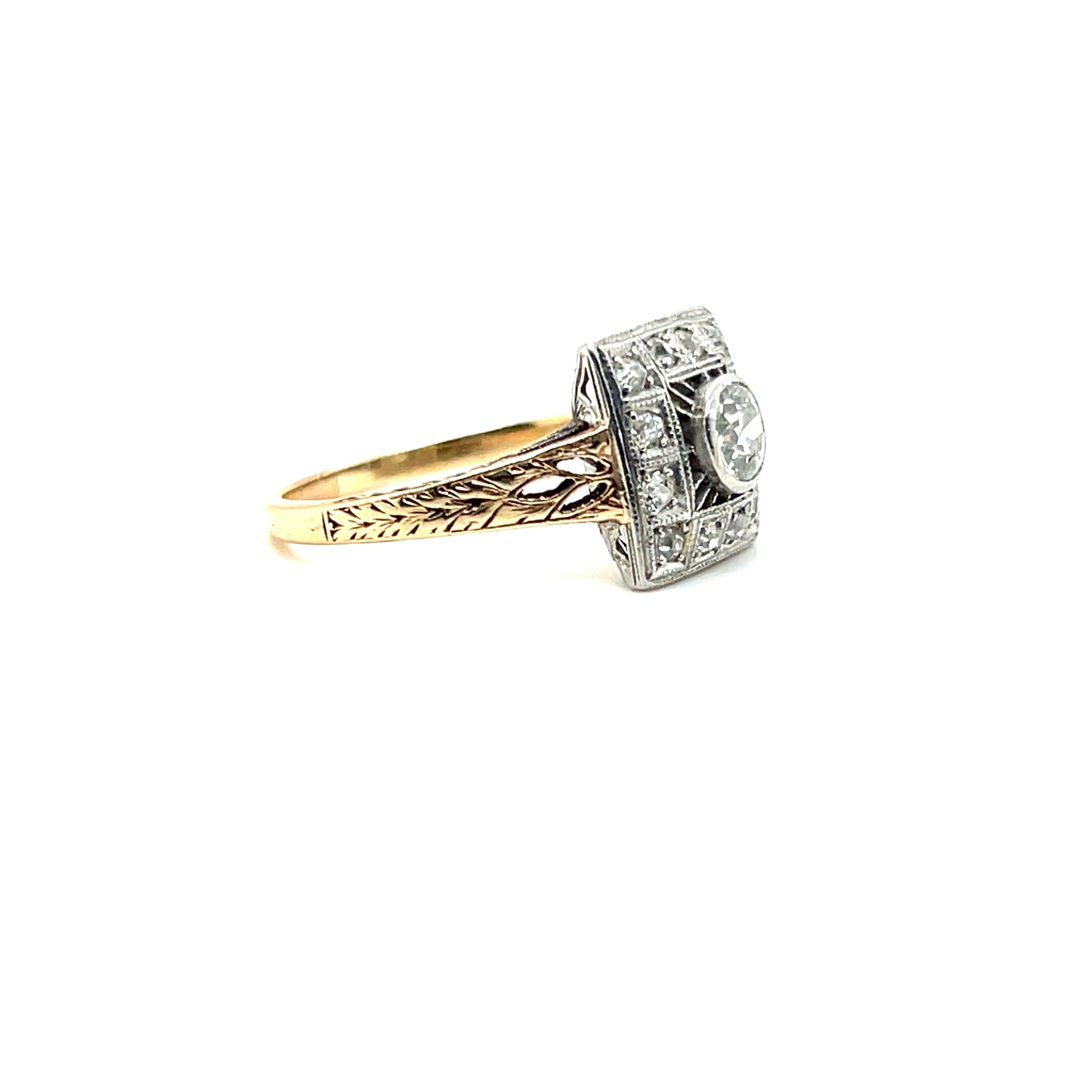 Edwardianischer Diamant-Verlobungsring aus Platin und Gelbgold 4