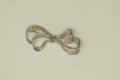 Edwardian Diamond Platinum Bow Brooch