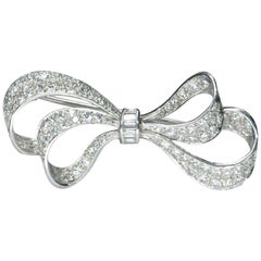 Edwardian Diamond Platinum Bow Brooch