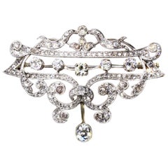 Antique Edwardian Diamond Platinum Brooch