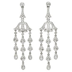 Edwardian Diamond Platinum Chandelier Antique Earrings