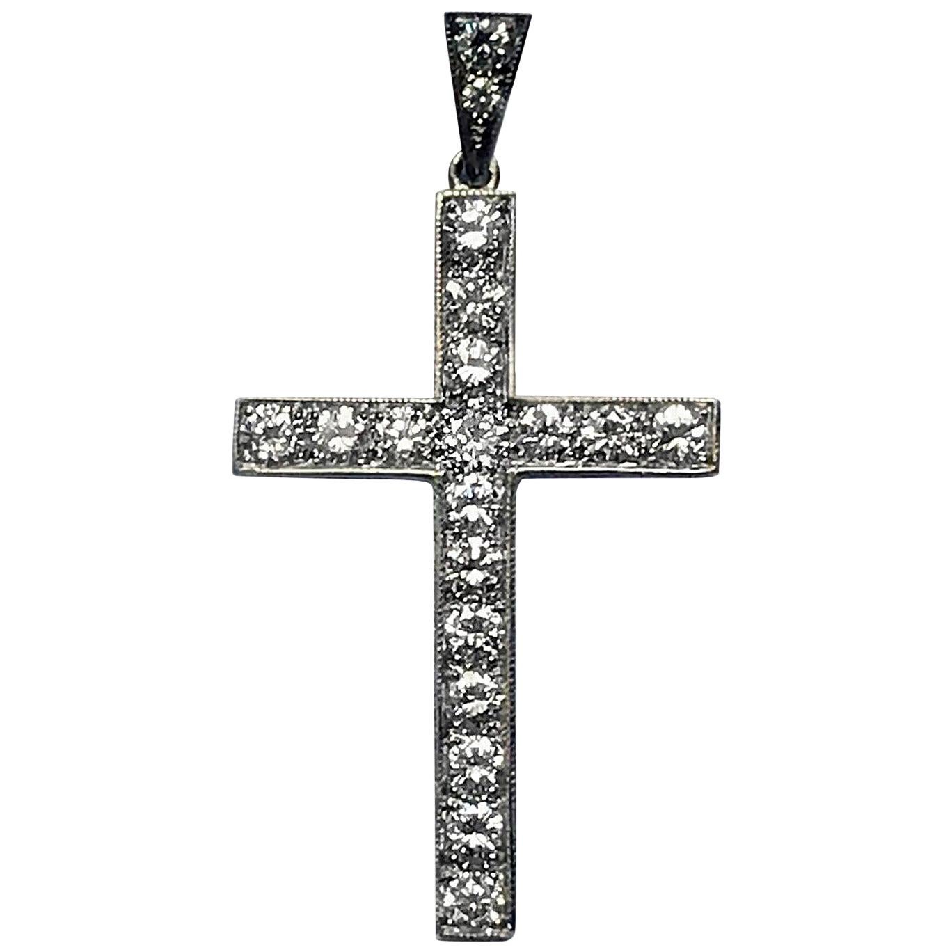 Edwardian Diamond Platinum Cross