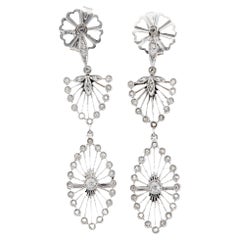 Edwardian Diamond Platinum Dangle Earrings