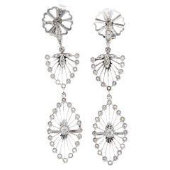 Antique Edwardian Diamond Platinum Dangle Earrings