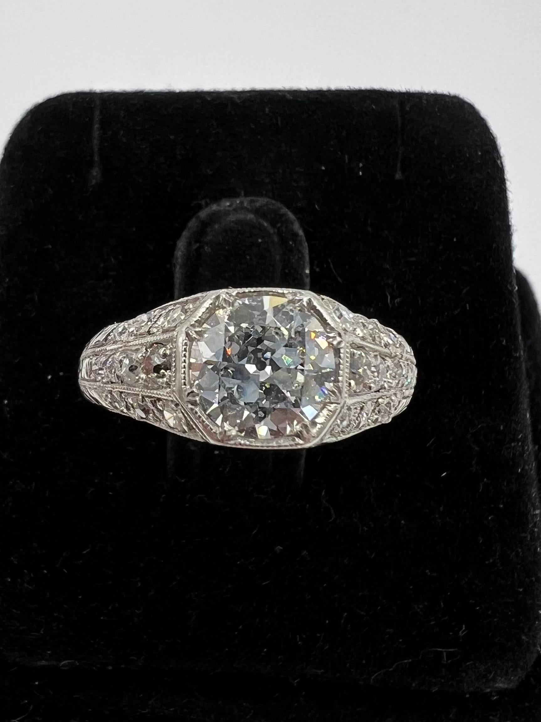 da uomo o donna Anello di fidanzamento edoardiano in platino con diamante del 1910 circa in vendita