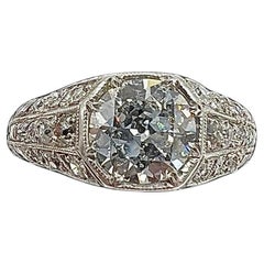 Edwardian Diamond Platinum Engagement Ring circa 1910