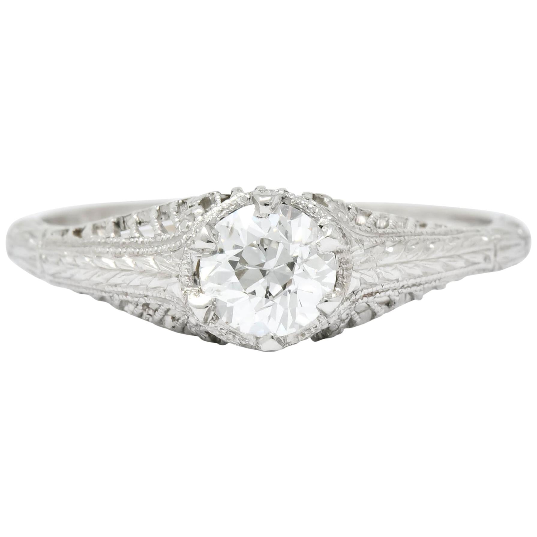 Edwardian Diamond Platinum Engagement Ring, circa 1915