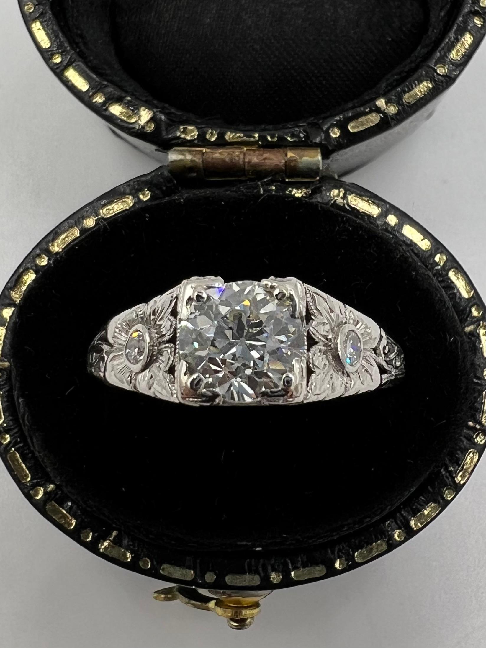 Old European Cut Edwardian Diamond Platinum Engagement Ring