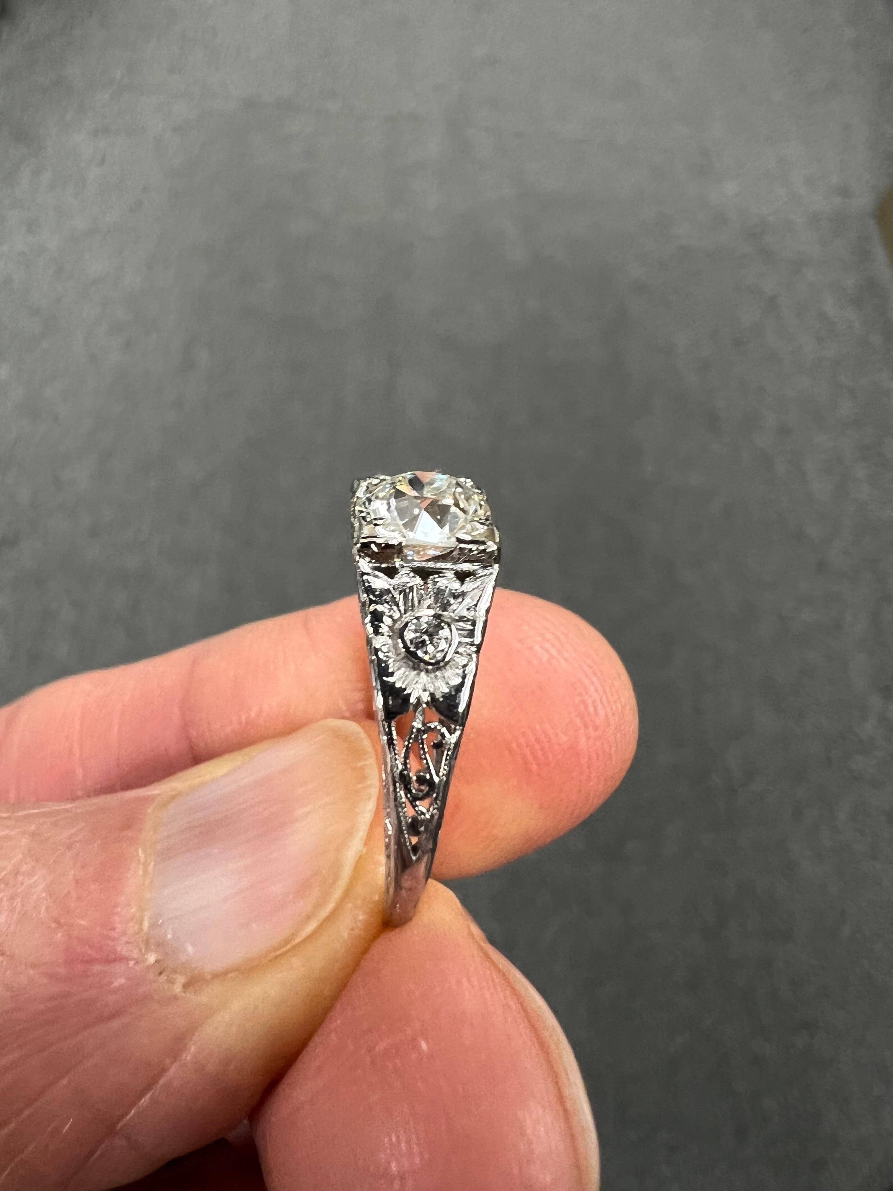 Women's or Men's Edwardian Diamond Platinum Engagement Ring
