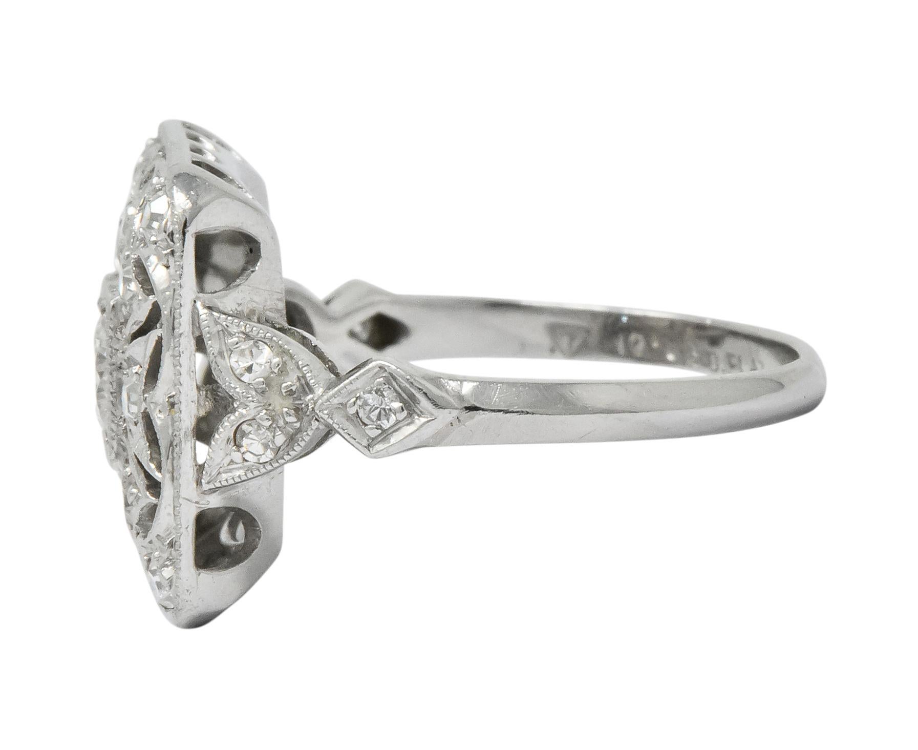 Women's or Men's Edwardian Diamond Platinum Geometric Dinner Ring