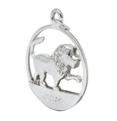 Breloque du zodiaque lion édouardien en platine et diamants