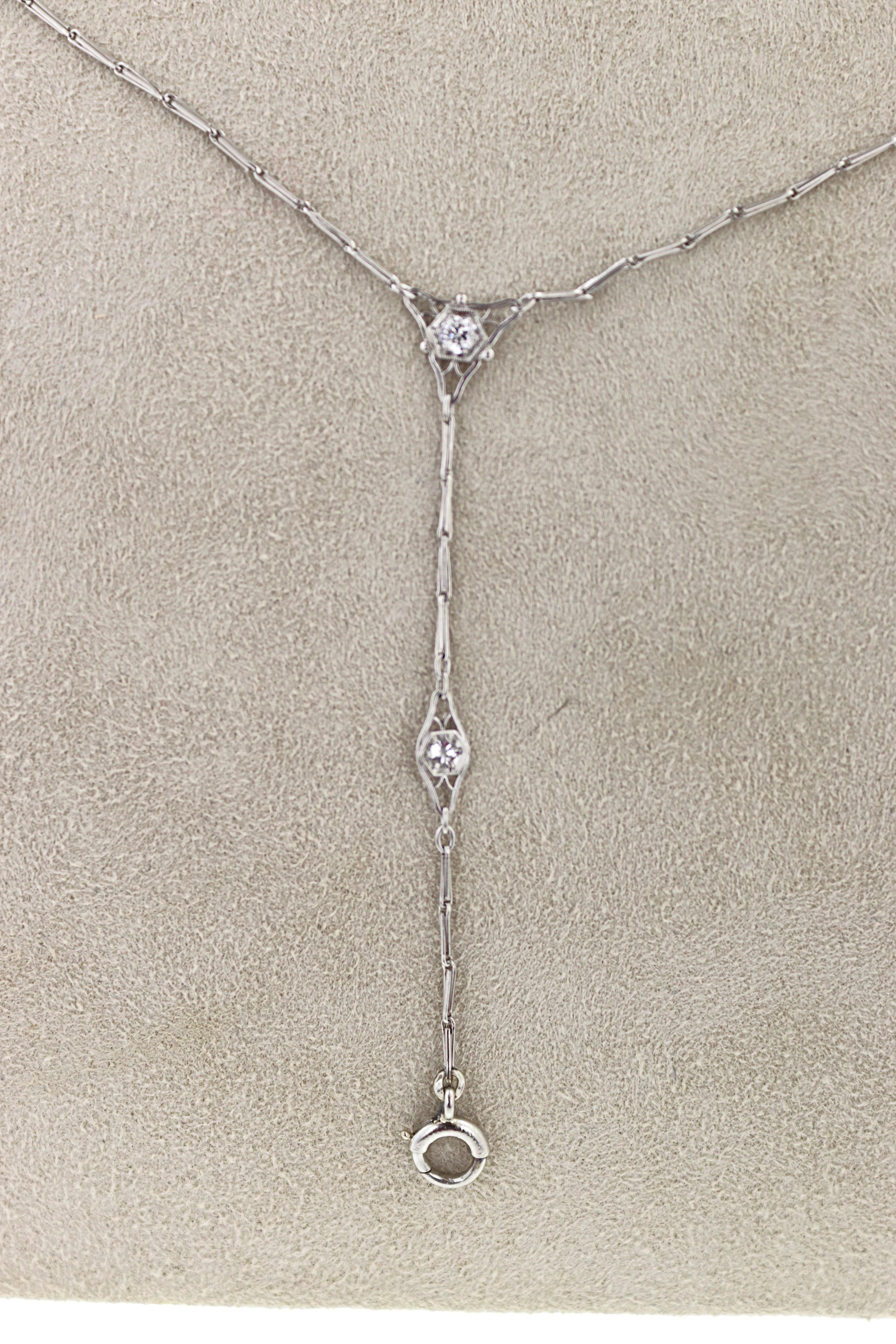 Women's Edwardian Diamond, Platinum, Lorgnette Chain Necklace For Sale