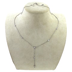 Collana edoardiana con diamanti, platino e catena Lorgnette