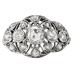 Verlobungsring aus Platin mit edwardianischem Diamant im alteuropäischen Schliff