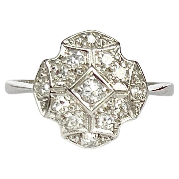 Edwardian Diamond Platinum Panel Ring