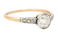 Edwardian Diamond Platinum-Topped 14 Karat Gold Bezel Engagement Ring