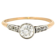 Edwardian Diamond Platinum-Topped 14 Karat Gold Bezel Engagement Ring