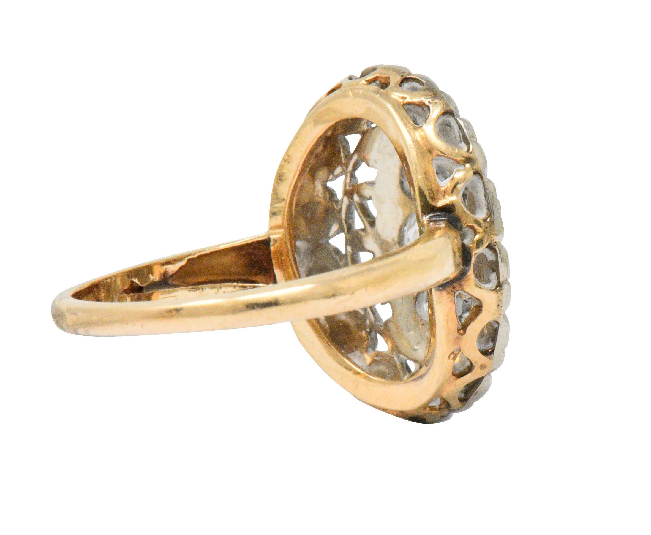 Edwardian Diamond Platinum-Topped 14 Karat Gold Ring In Excellent Condition In Philadelphia, PA