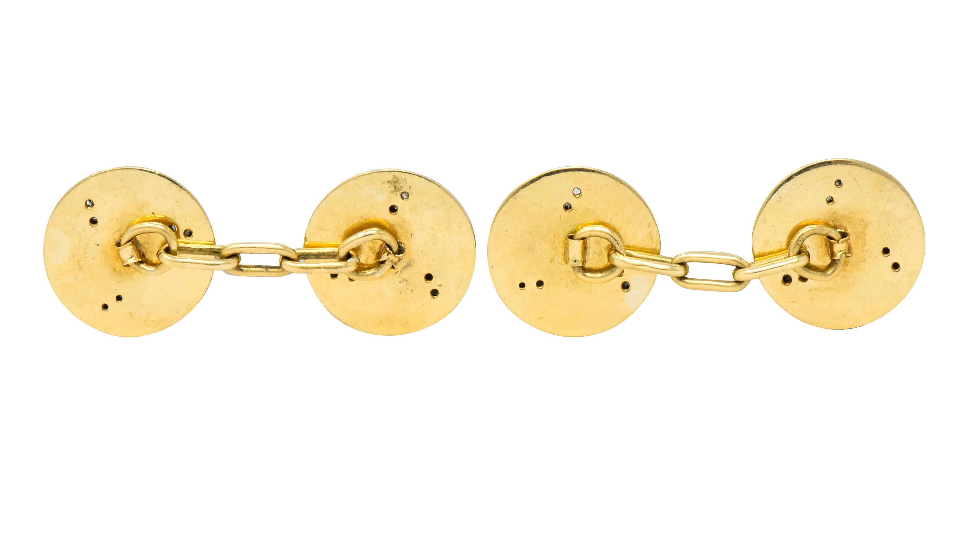 Edwardian Diamond Platinum-Topped 18 Karat Gold Cufflinks In Excellent Condition In Philadelphia, PA