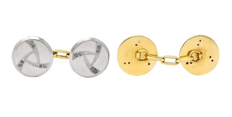 Women's or Men's Edwardian Diamond Platinum-Topped 18 Karat Gold Cufflinks For Sale