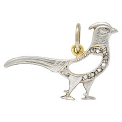 Edwardian Diamond Platinum-Topped 18 Karat Gold Pheasant Bird Charm