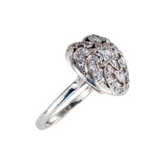Edwardian Diamond Platinum White Gold Heart Shaped Ring