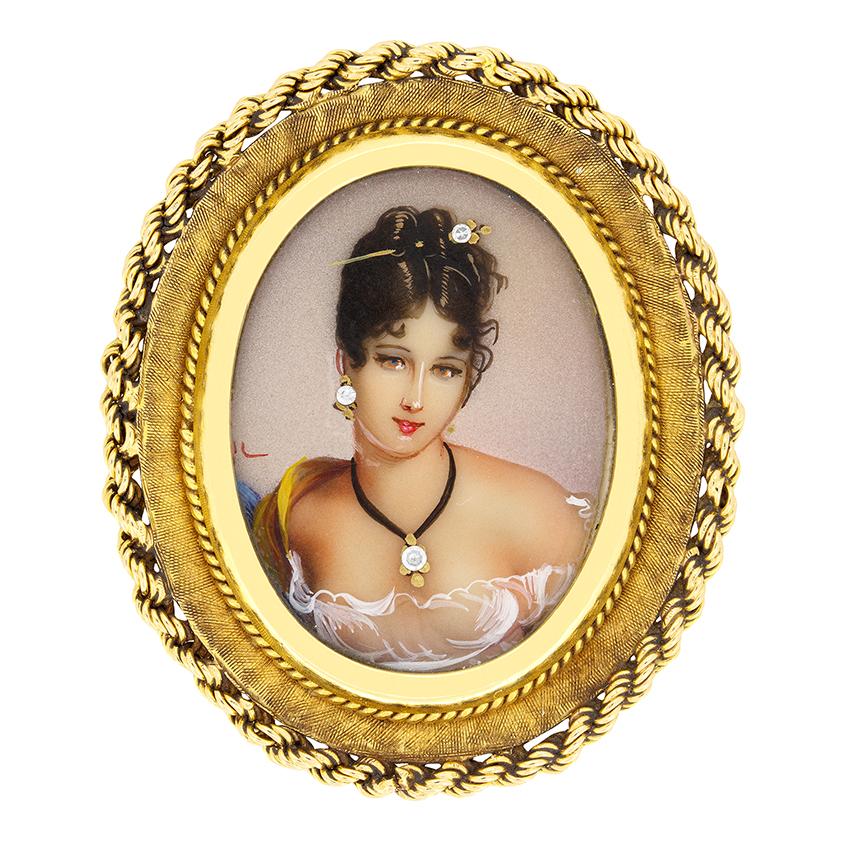 Edwardian Diamond Portrait Brooch, c.1902 In Good Condition For Sale In London, GB