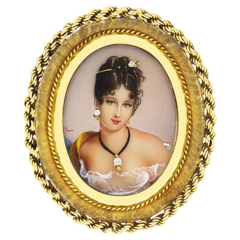 Edwardian Diamond Portrait Brooch, c.1902 For Sale