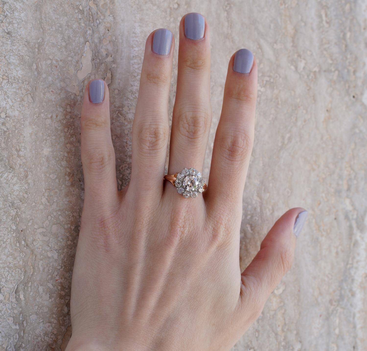 Women's Edwardian Diamond Rare Cluster Engagement Ring
