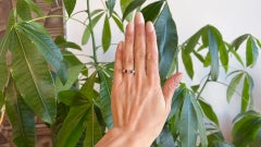 Edwardian Diamond Ruby 14 Karat Rose Gold Five Stone Ring