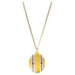 Edwardian Diamond Ruby Platinum 18 Karat Yellow Gold Mirror Locket Necklace