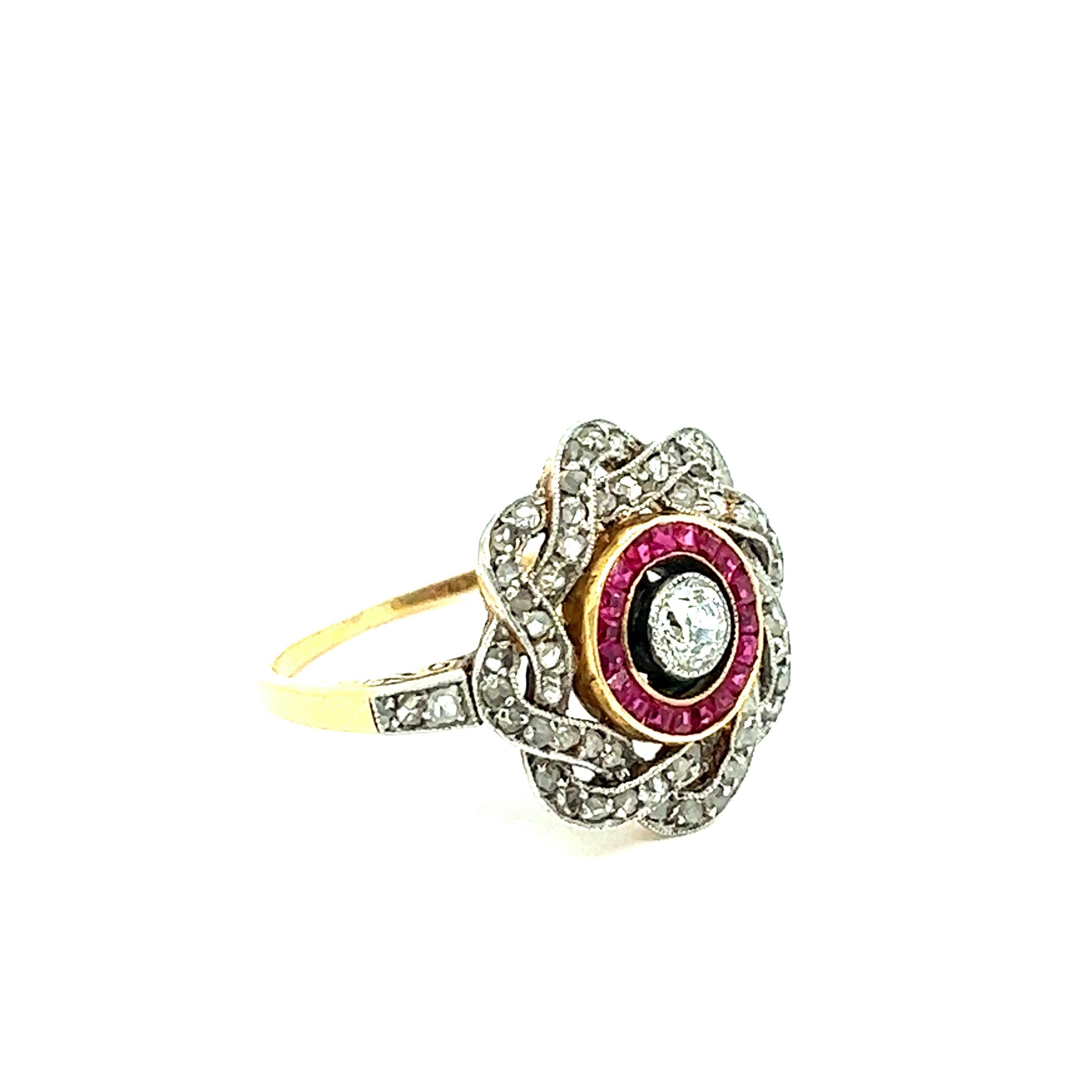 Women's Edwardian Diamond Ruby Platinum Ring For Sale