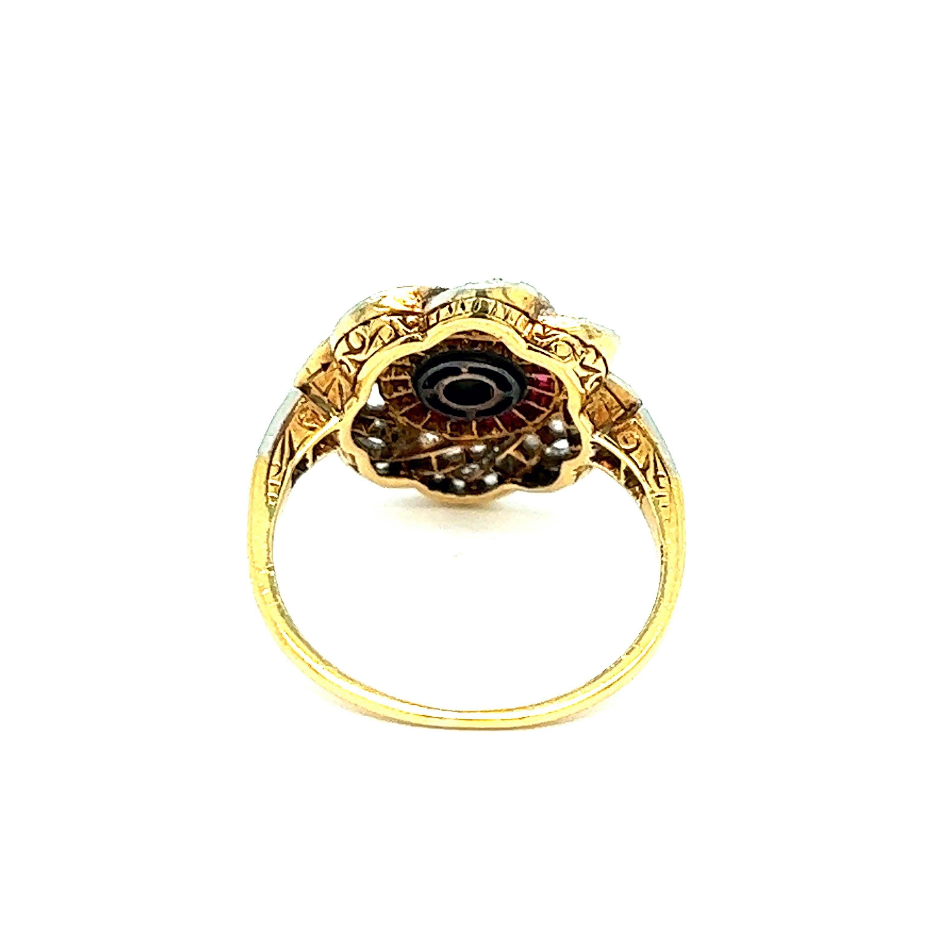 Edwardian Diamond Ruby Platinum Ring For Sale 1