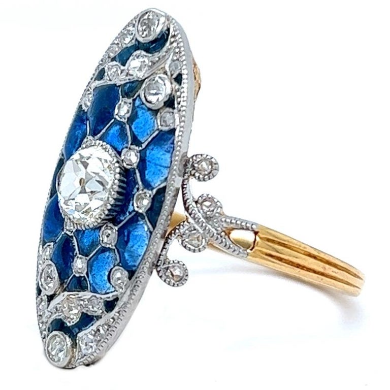 Edwardian Diamond Sapphire 18 Karat Yellow Gold Navette Filigree Dinner ...