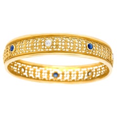 Edwardian Diamond & Sapphire Bangle Bracelet