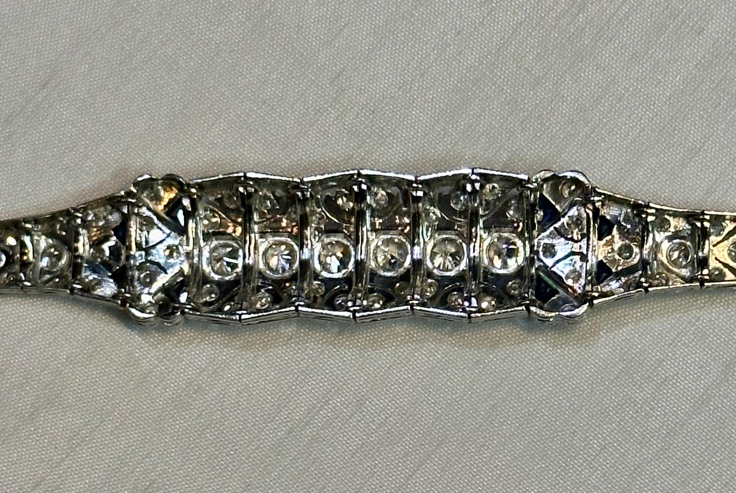 Edwardian Diamond & Sapphire Bracelet For Sale 4