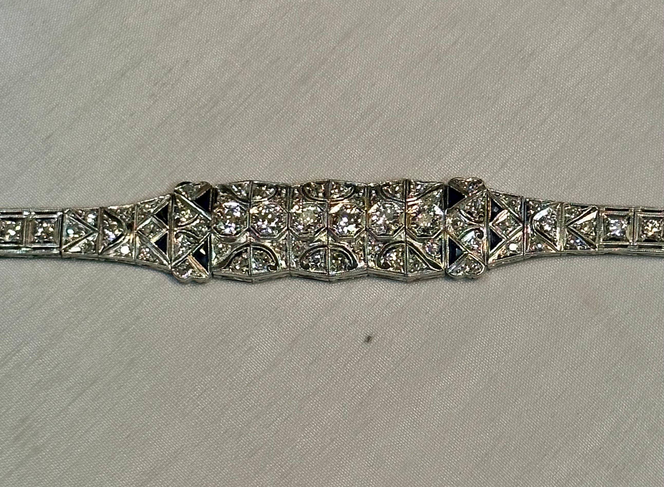 Bracelet édouardien en diamant et saphir Bon état - En vente à Bronx, NY