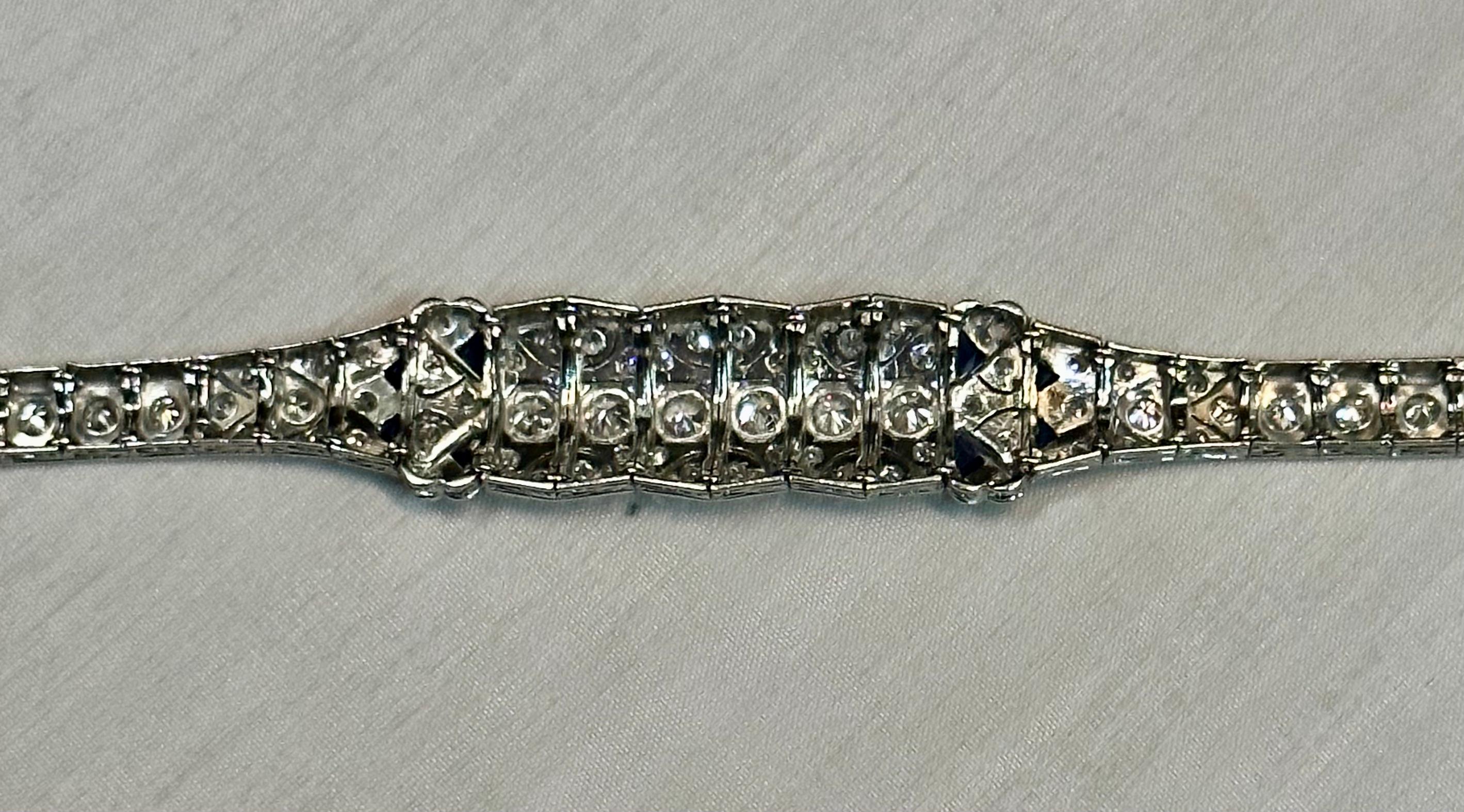 Edwardian Diamond & Sapphire Bracelet For Sale 3