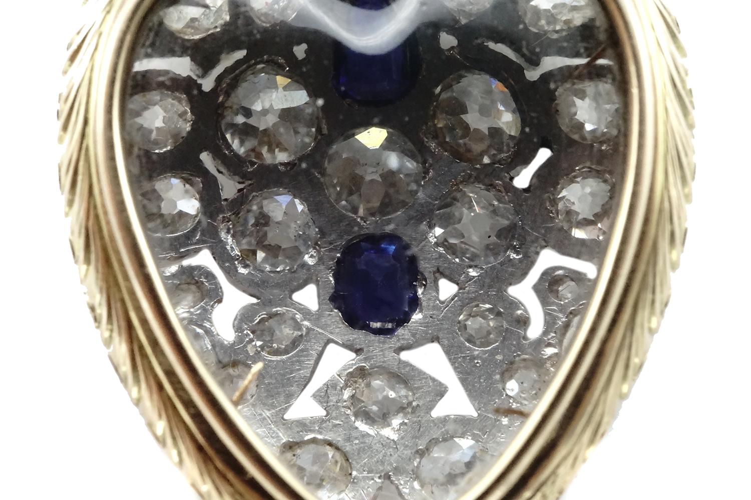 Modern Edwardian Diamond Sapphire Locket and Chain